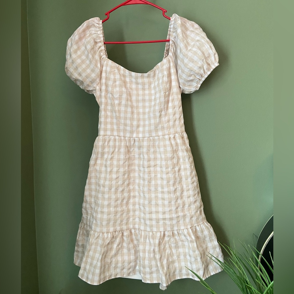 Lily Rose Beige Checkered Dress